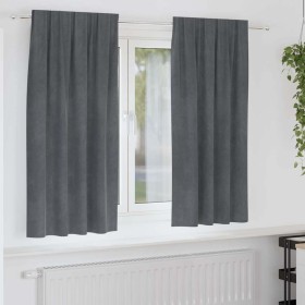 Cortinas con cortinas 2 pcs Gris claro 140 x 175 cm Terciopelo Cortinas con cortinas 2 pcs Gris claro 140 x 175 cm Terciopelo
