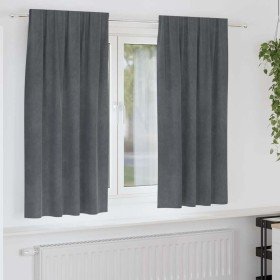Cortinas con cortinas 2 pcs Gris claro 140 x 175 cm Terciopelo Cortinas con cortinas 2 pcs Gris claro 140 x 175 cm Terciopelo