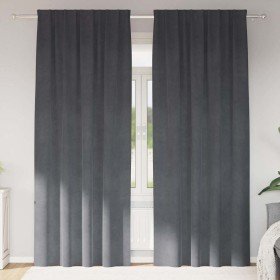Cortinas con cortinas 2 pcs Gris claro 140 x 245 cm Terciopelo Cortinas con cortinas 2 pcs Gris claro 140 x 245 cm Terciopelo