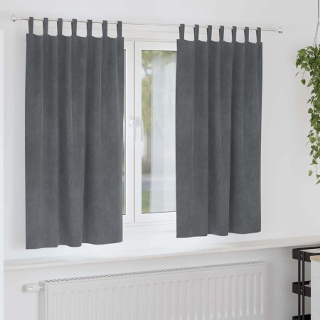 Cortinas con cortinas 2 pcs Gris claro 140 x 175 cm Terciopelo
