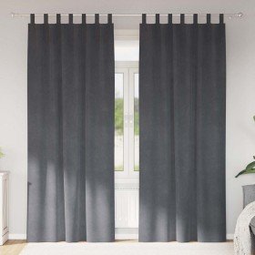 Cortinas con cortinas 2 pcs Gris claro 140 x 245 cm Terciopelo Cortinas con cortinas 2 pcs Gris claro 140 x 245 cm Terciopelo