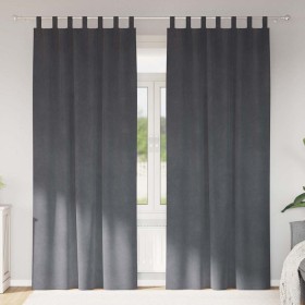 Cortinas con cortinas 2 pcs Gris claro 140 x 260 cm Terciopelo Cortinas con cortinas 2 pcs Gris claro 140 x 260 cm Terciopelo