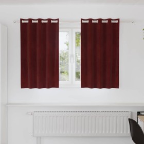 Cortinas 2 pcs Rojo vino tinto 140 x 140 cm Terciopelo Cortinas 2 pcs Rojo vino tinto 140 x 140 cm Terciopelo