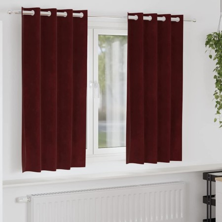 Cortinas 2 pcs Rojo vino tinto 140 x 175 cm Terciopelo