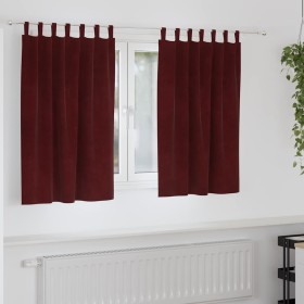 Cortinas 2 pcs Rojo vino tinto 140 x 140 cm Terciopelo Cortinas 2 pcs Rojo vino tinto 140 x 140 cm Terciopelo