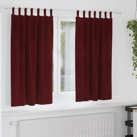 Cortinas 2 pcs Rojo vino tinto 140 x 175 cm Terciopelo