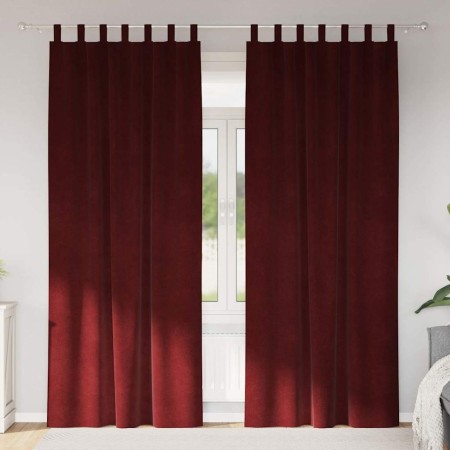 Cortinas 2 pcs Rojo vino tinto 140 x 245 cm Terciopelo