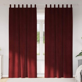Cortinas con cortinas 2 pcs Rojo vino 140 x 260 cm Terciopelo Cortinas con cortinas 2 pcs Rojo vino 140 x 260 cm Terciopelo