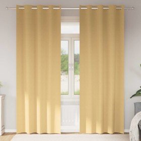 Cortinas con cortinas 2 pcs Beige Poliéster Cortinas con cortinas 2 pcs Beige Poliéster