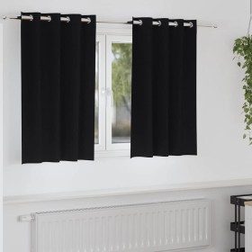 Cortinas con cortinas 2 pcs Negro 140x140cm Poliéster Cortinas con cortinas 2 pcs Negro 140x140cm Poliéster