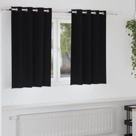 Cortinas con cortinas 2 pcs Negro 140x140cm Poliéster Cortinas con cortinas 2 pcs Negro 140x140cm Poliéster