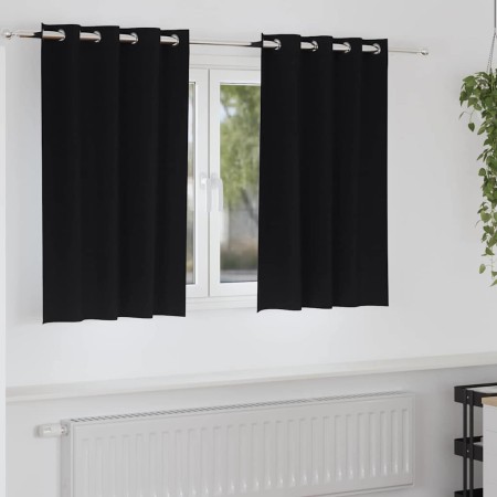Cortinas con cortinas 2 pcs Negro 140x140cm Poliéster