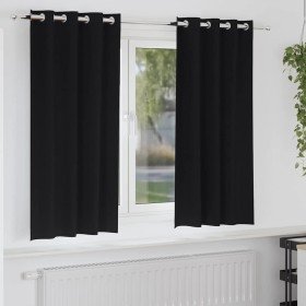 Cortinas con cortinas 2 pcs Negro Poliéster Cortinas con cortinas 2 pcs Negro Poliéster