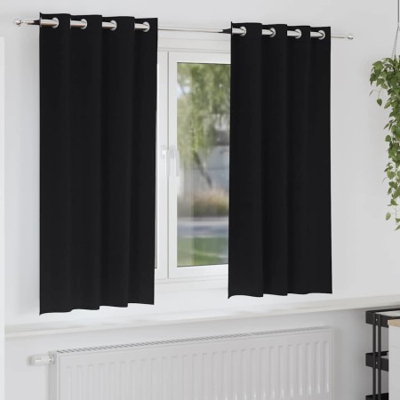 Cortinas con cortinas 2 pcs Negro Poliéster