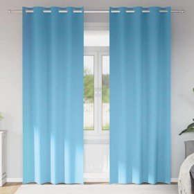 Cortinas con cortinas 2 pcs Azul claro Poliéster Cortinas con cortinas 2 pcs Azul claro Poliéster