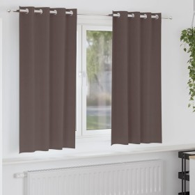 Cortinas con cortinas 2 pcs Marrón oscuro Poliéster