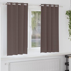 Cortinas con cortinas 2 pcs Marrón oscuro Poliéster Cortinas con cortinas 2 pcs Marrón oscuro Poliéster