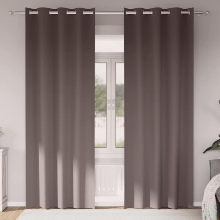 Cortinas con cortinas 2 pcs Marrón oscuro Poliéster
