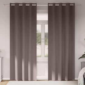 Cortinas con cortinas 2 pcs Marrón oscuro Poliéster
