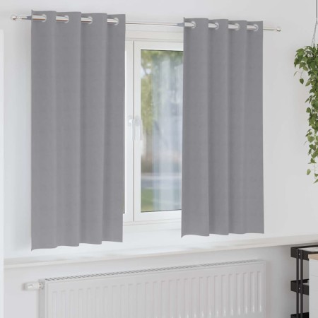 Cortinas con cortinas 2 pcs Gris claro Poliéster