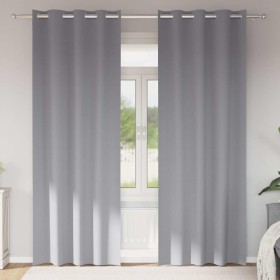 Cortinas con cortinas 2 pcs Gris claro Poliéster Cortinas con cortinas 2 pcs Gris claro Poliéster