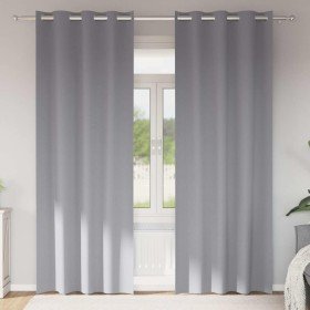 Cortinas con cortinas 2 pcs Gris claro Poliéster Cortinas con cortinas 2 pcs Gris claro Poliéster