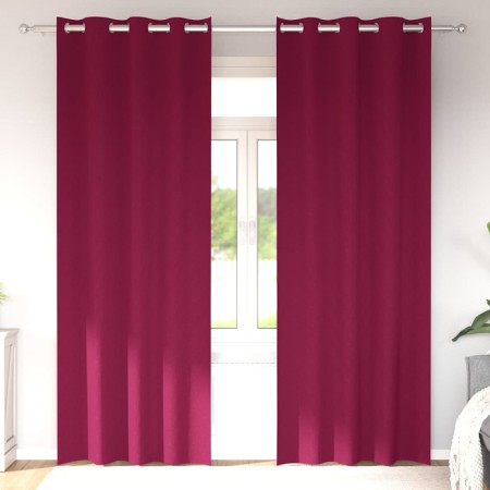 Cortinas con cortinas 2 pcs Rojo vino 225x140cm Poliéster