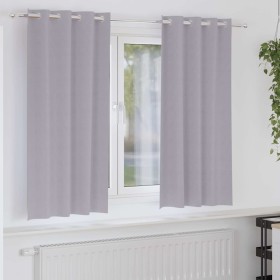 Cortinas con cortinas 2 pcs Gris metálico Poliéster Cortinas con cortinas 2 pcs Gris metálico Poliéster
