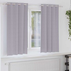 Cortinas con cortinas 2 pcs Gris metálico Poliéster Cortinas con cortinas 2 pcs Gris metálico Poliéster