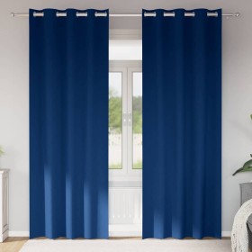 Cortinas con cortinas 2 pcs Azul oscuro Poliéster Cortinas con cortinas 2 pcs Azul oscuro Poliéster