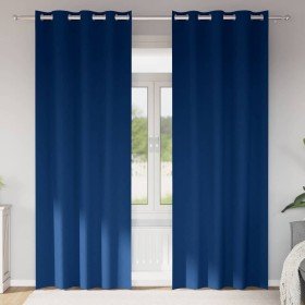 Cortinas con cortinas 2 pcs Azul oscuro 245x140cm Poliéster Cortinas con cortinas 2 pcs Azul oscuro 245x140cm Poliéster