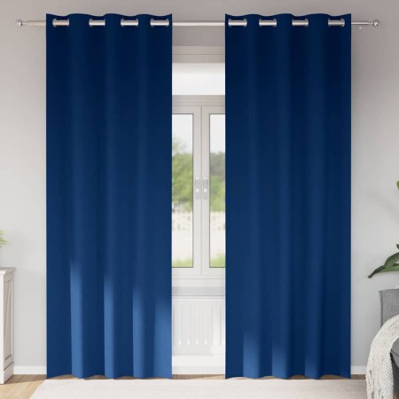Cortinas con cortinas 2 pcs Azul oscuro 245x140cm Poliéster