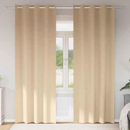 Cortinas Opacas con Anillas 2 pcs Crema 245 x 140 cm Poliéster en Cortinas y visillos | Comprar online en Foro24