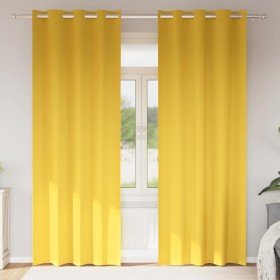 Cortinas 2 pcs Amarillo mostaza 260x140cm Poliéster Cortinas 2 pcs Amarillo mostaza 260x140cm Poliéster