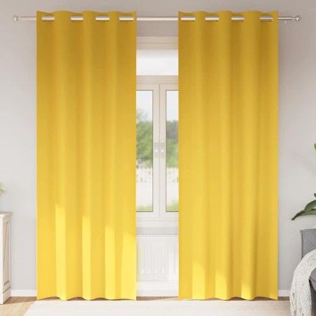 Cortinas 2 pcs Amarillo mostaza 260x140cm Poliéster