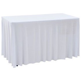 Fundas elásticas de mesa 2 uds con falda 120x60,5x74 cm blanco Fundas elásticas de mesa 2 uds con falda 120x60,5x74 cm blanco