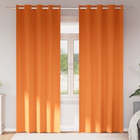 Cortinas con cortinas 2 pcs Naranja brillante Poliéster