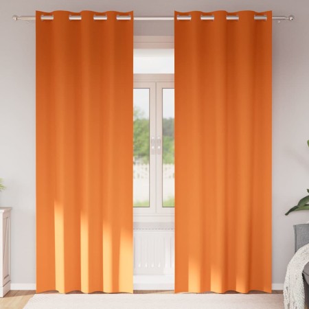 Cortinas con cortinas 2 pcs Naranja brillante Poliéster