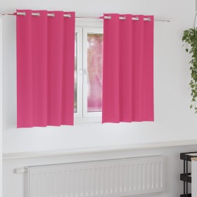 Cortinas con cortinas 2 pcs Rosa brillante Poliéster Cortinas con cortinas 2 pcs Rosa brillante Poliéster
