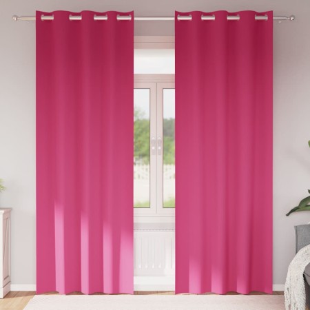 Cortinas con cortinas 2 pcs Rosa brillante 260x140cm Poliéster