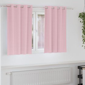 Cortinas con cortinas 2 pcs Rosa bebé Poliéster Cortinas con cortinas 2 pcs Rosa bebé Poliéster