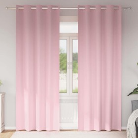 Cortinas con cortinas 2 pcs Rosa bebé Poliéster Cortinas con cortinas 2 pcs Rosa bebé Poliéster