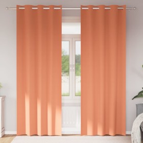 Cortinas con cortinas 2 pcs Terracota Poliéster Cortinas con cortinas 2 pcs Terracota Poliéster