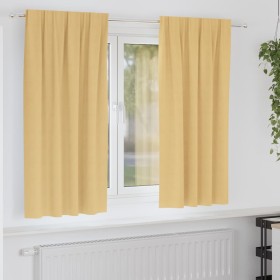 Cortinas con cortinas 2 pcs Beige Poliéster Cortinas con cortinas 2 pcs Beige Poliéster