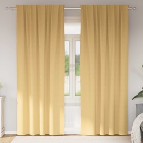 Cortinas con cortinas 2 pcs Beige Poliéster Cortinas con cortinas 2 pcs Beige Poliéster