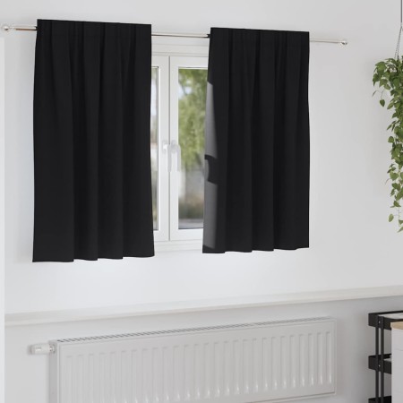 Cortinas con cortinas 2 pcs Negro 140x140cm Poliéster