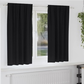 Cortinas con cortinas 2 pcs Negro Poliéster Cortinas con cortinas 2 pcs Negro Poliéster