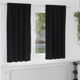 Cortinas con cortinas 2 pcs Negro Poliéster Cortinas con cortinas 2 pcs Negro Poliéster
