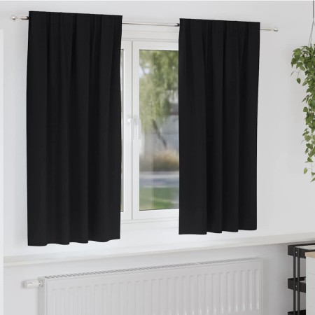 Cortinas con cortinas 2 pcs Negro Poliéster