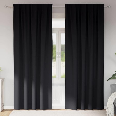 Cortinas con cortinas 2 pcs Negro 260x140cm Poliéster